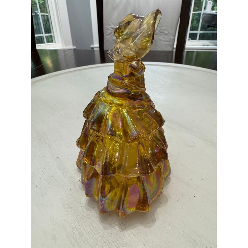 Wheaton Iridescent Marigold Gril Vintage Carnival Glass Figurine Approx. 5" Tall - Picture 2 of 7